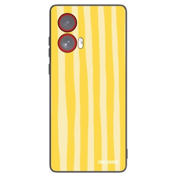 Picasee crna silikonska maskica za Motorola Edge 50 Fusion - Lines lemon