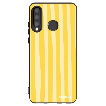 Picasee crna silikonska maskica za Huawei P30 Lite - Lines lemon