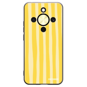 Picasee crna silikonska maskica za Honor Magic8 Lite 5G - Lines lemon