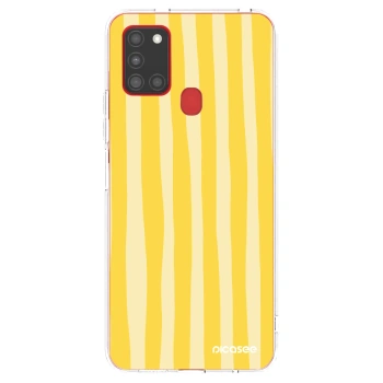 Picasee silikonska prozirna maskica za Samsung Galaxy A21s - Lines lemon