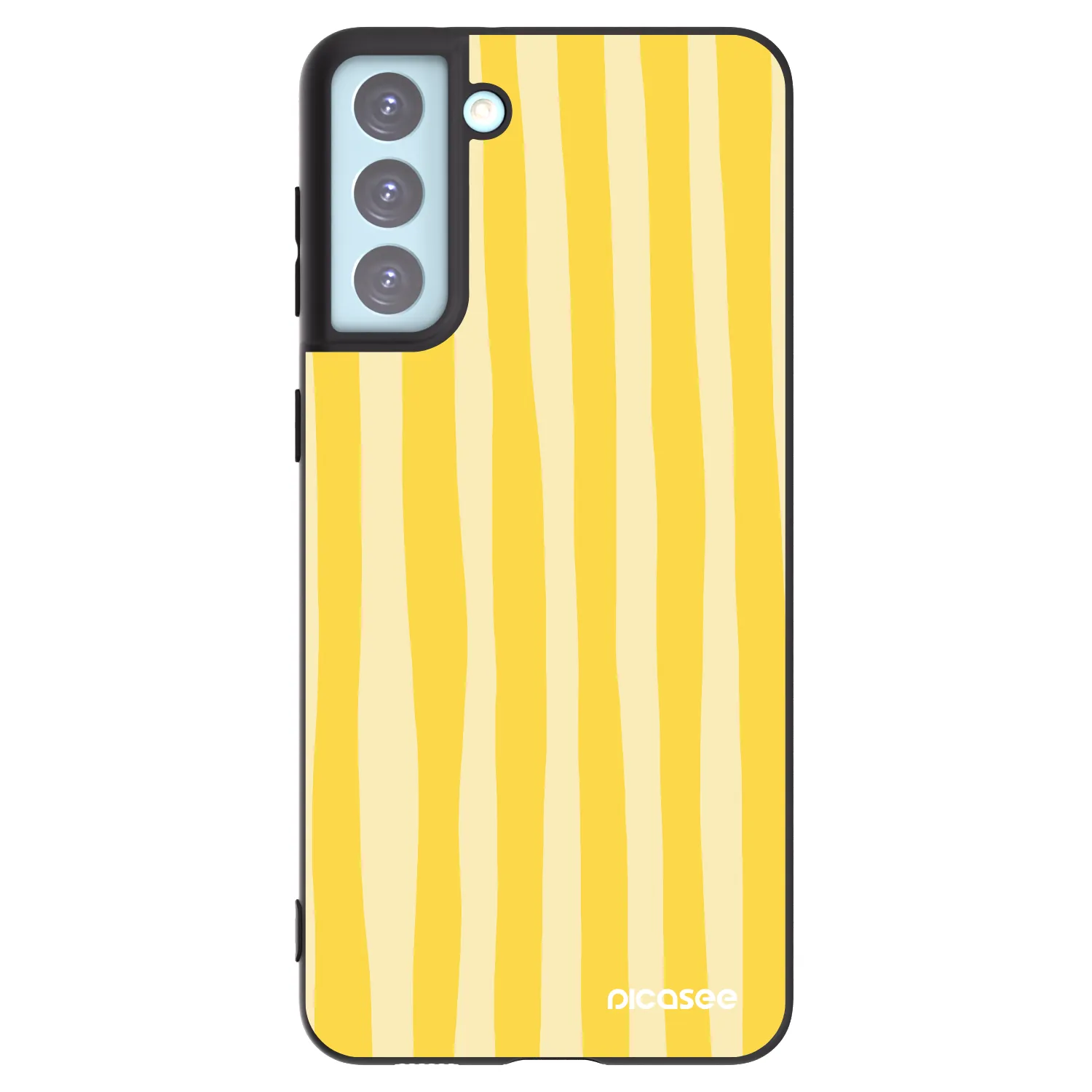 Picasee crna silikonska maskica za Samsung Galaxy S21+ 5G G996F - Lines lemon