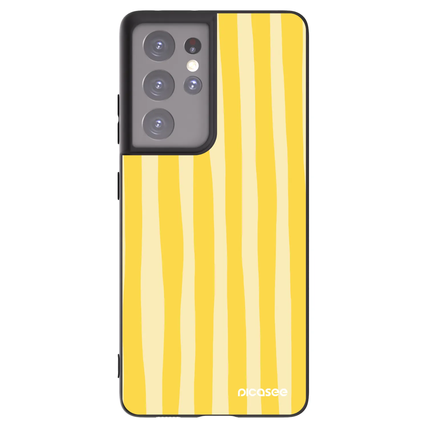 Picasee crna silikonska maskica za Samsung Galaxy S21 Ultra 5G G998B - Lines lemon