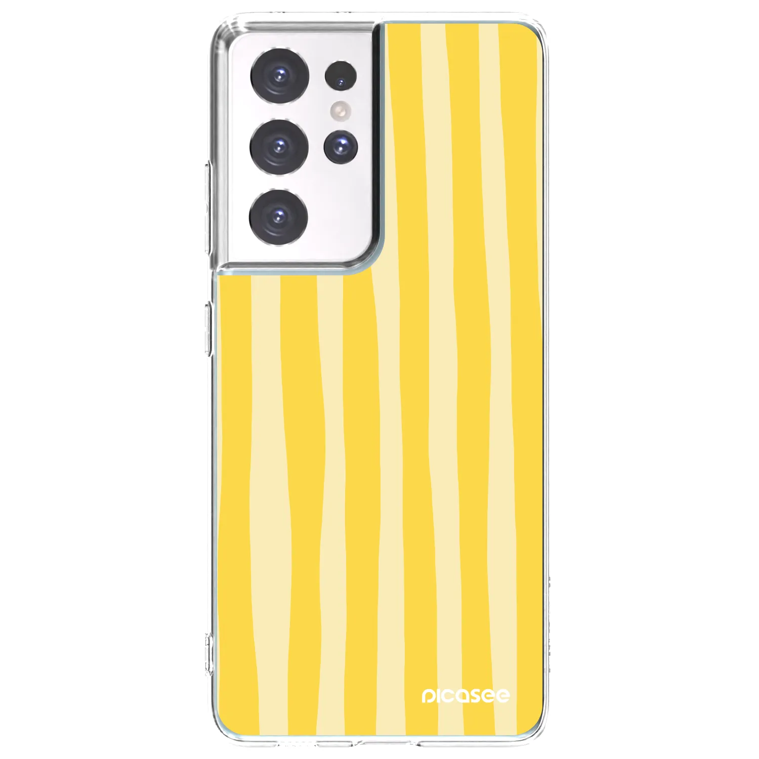 Picasee silikonska prozirna maskica za Samsung Galaxy S21 Ultra 5G G998B - Lines lemon