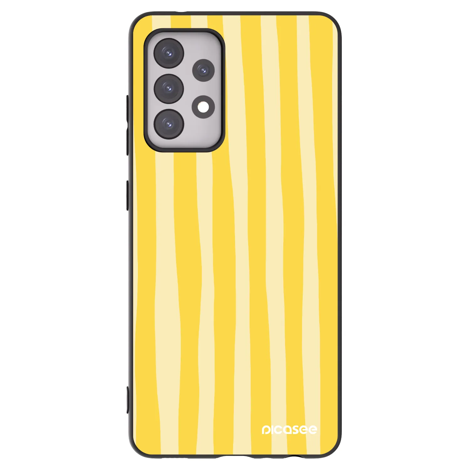Picasee crna silikonska maskica za Samsung Galaxy A52 5G A525F - Lines lemon