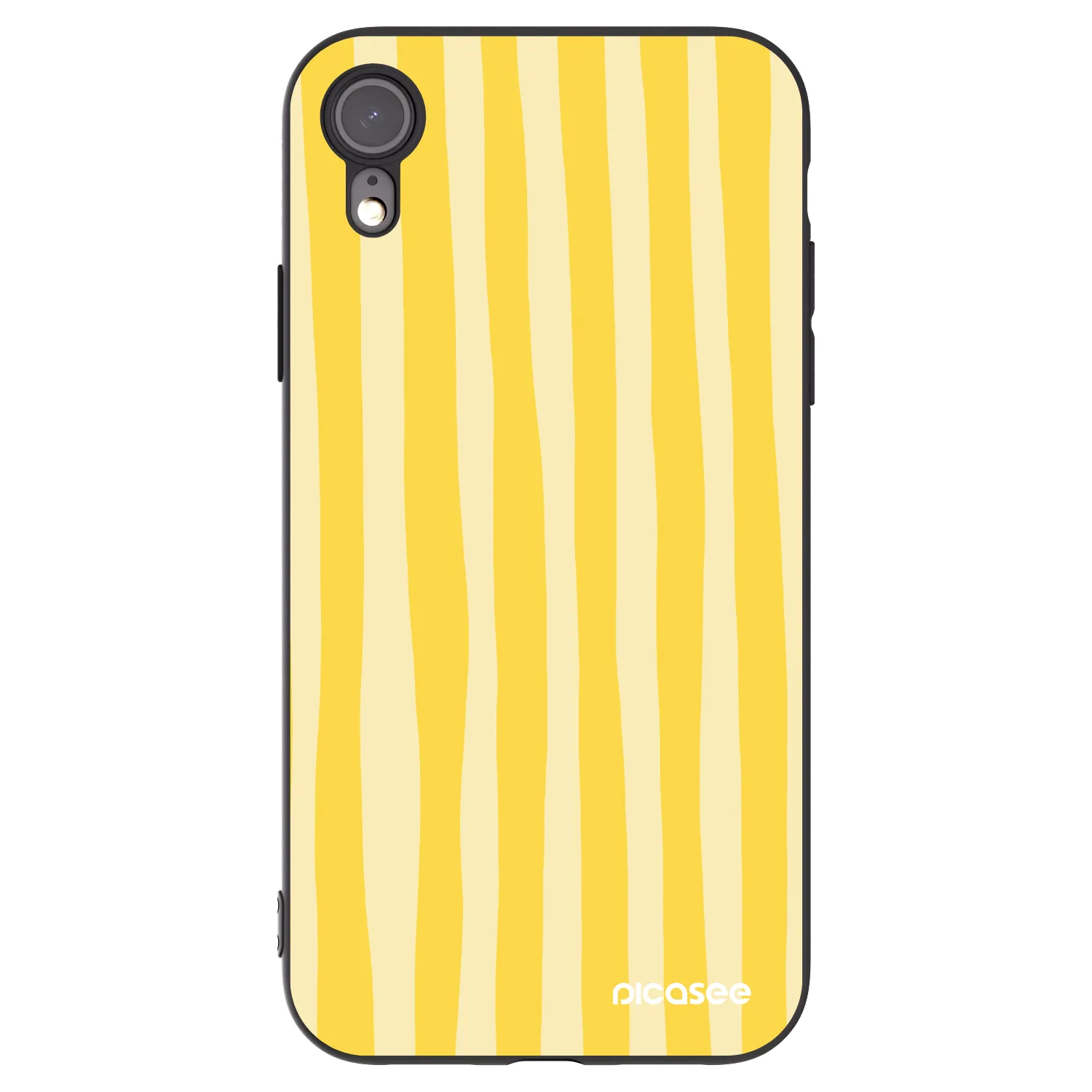 Picasee crna silikonska maskica za Apple iPhone XR - Lines lemon