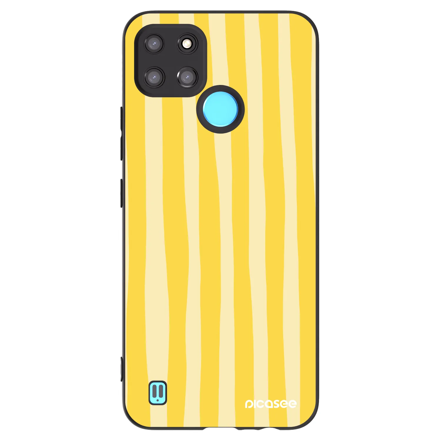 Picasee crna silikonska maskica za Realme C21Y - Lines lemon
