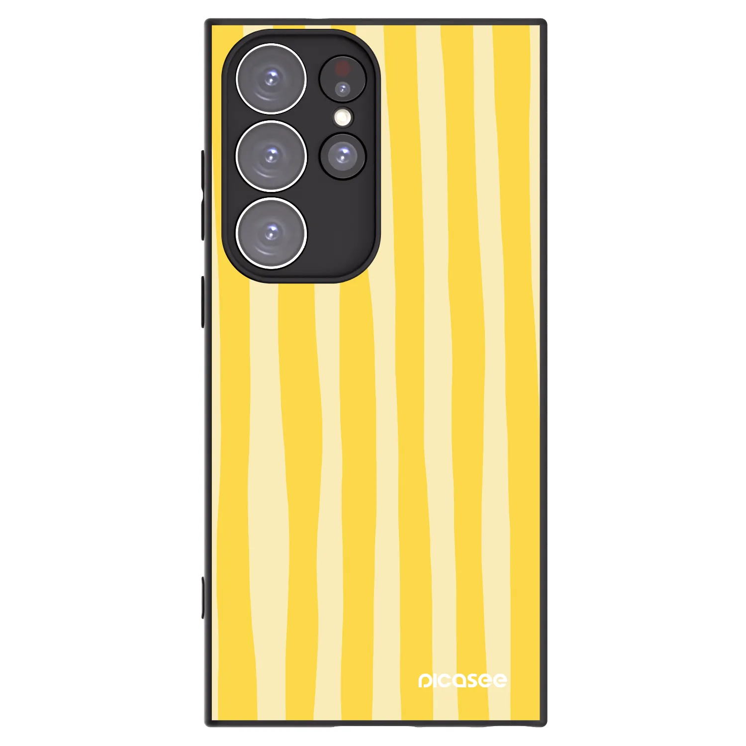 Picasee crna silikonska maskica za Samsung Galaxy S23 Ultra 5G - Lines lemon