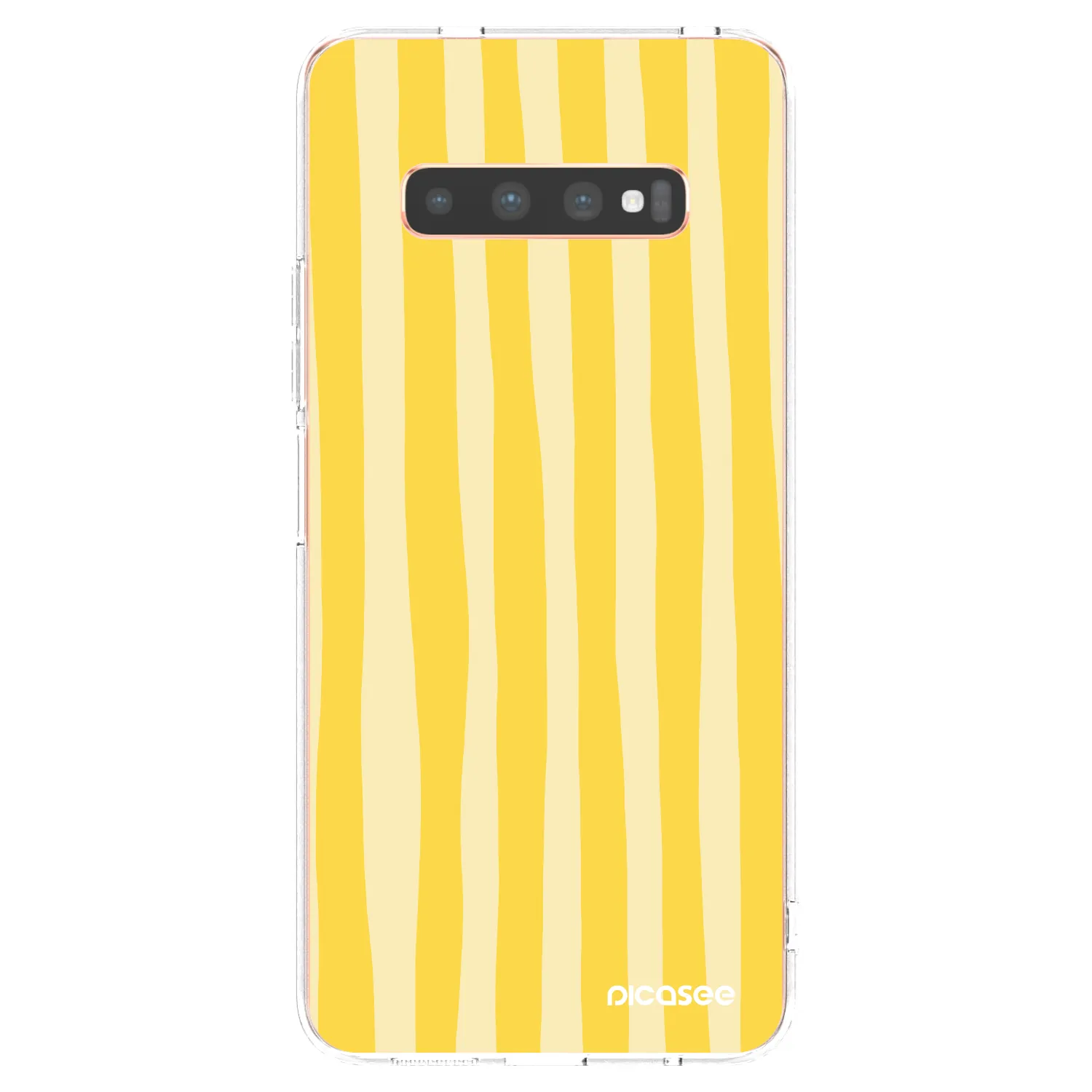 Picasee silikonska prozirna maskica za Samsung Galaxy S10 Plus G975 - Lines lemon
