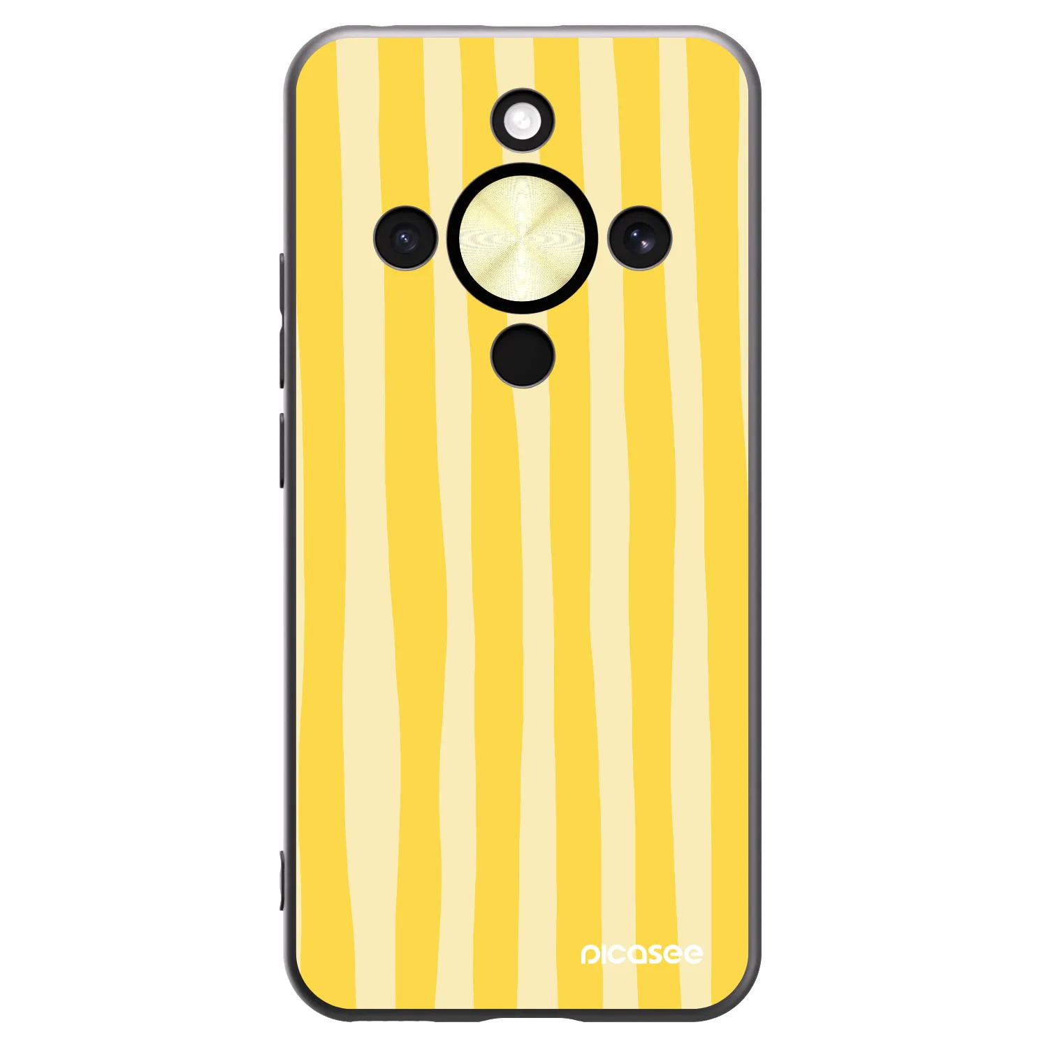 Picasee crna silikonska maskica za Honor Magic8 Lite 5G - Lines lemon