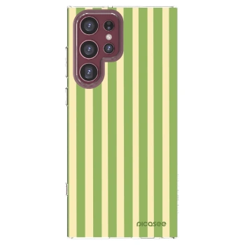 Picasee silikonska prozirna maskica za Samsung Galaxy S22 Ultra 5G - Lines Matcha