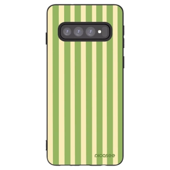 Picasee crna silikonska maskica za Samsung Galaxy S10 G973 - Lines Matcha