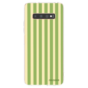 Picasee silikonska prozirna maskica za Samsung Galaxy S10 Plus G975 - Lines Matcha