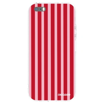Picasee silikonska prozirna maskica za Apple iPhone 5/5S/SE - Lines red