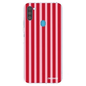 Picasee silikonska prozirna maskica za Samsung Galaxy M11 - Lines red