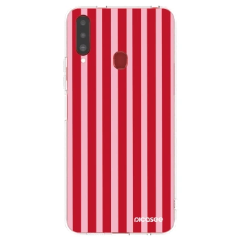 Picasee silikonska prozirna maskica za Samsung Galaxy A20s - Lines red