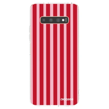 Picasee silikonska prozirna maskica za Samsung Galaxy S10 Plus G975 - Lines red