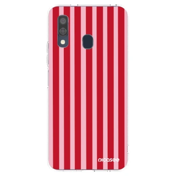Picasee silikonska prozirna maskica za Samsung Galaxy A40 A405F - Lines red