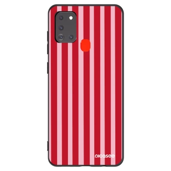 Picasee crna silikonska maskica za Samsung Galaxy A21s - Lines red