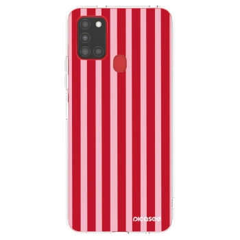Picasee silikonska prozirna maskica za Samsung Galaxy A21s - Lines red