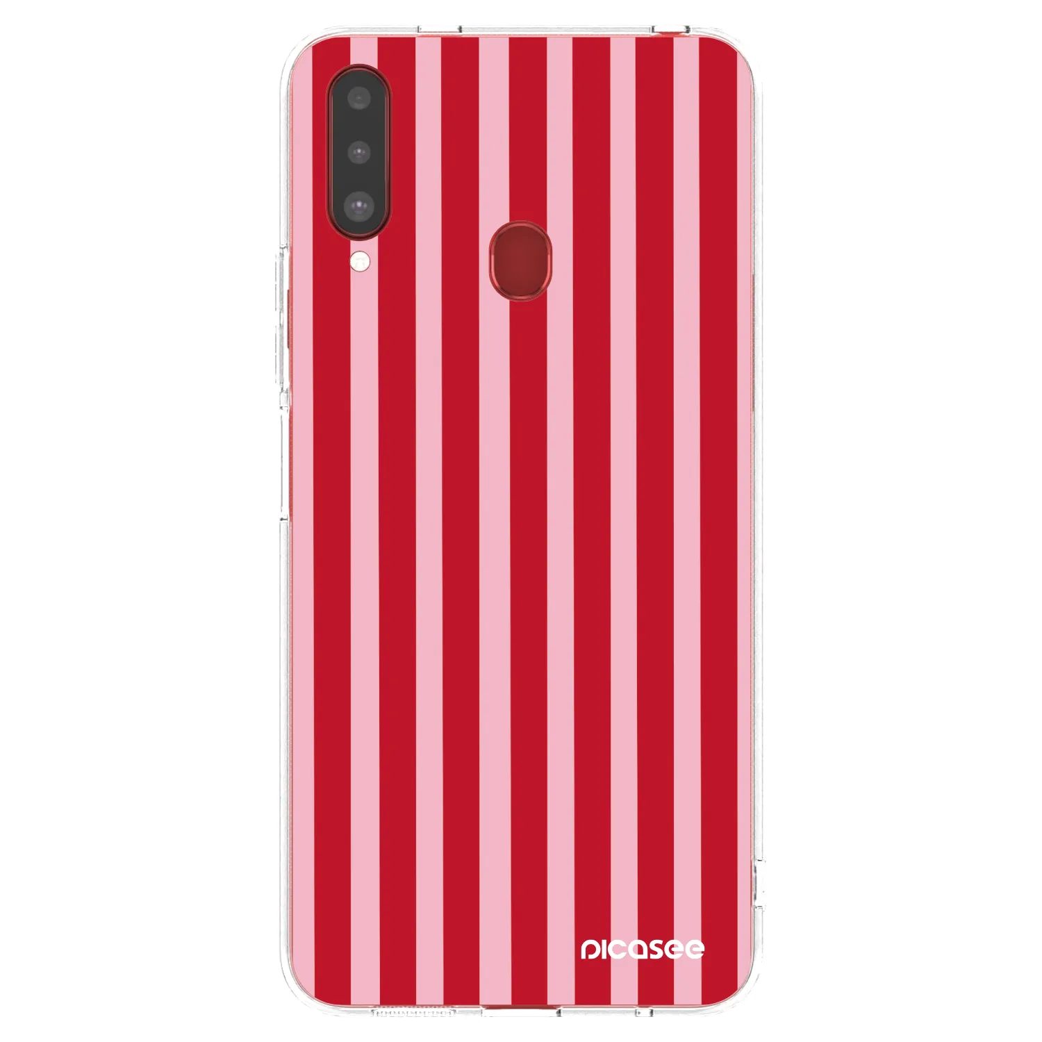 Picasee silikonska prozirna maskica za Samsung Galaxy A20s - Lines red