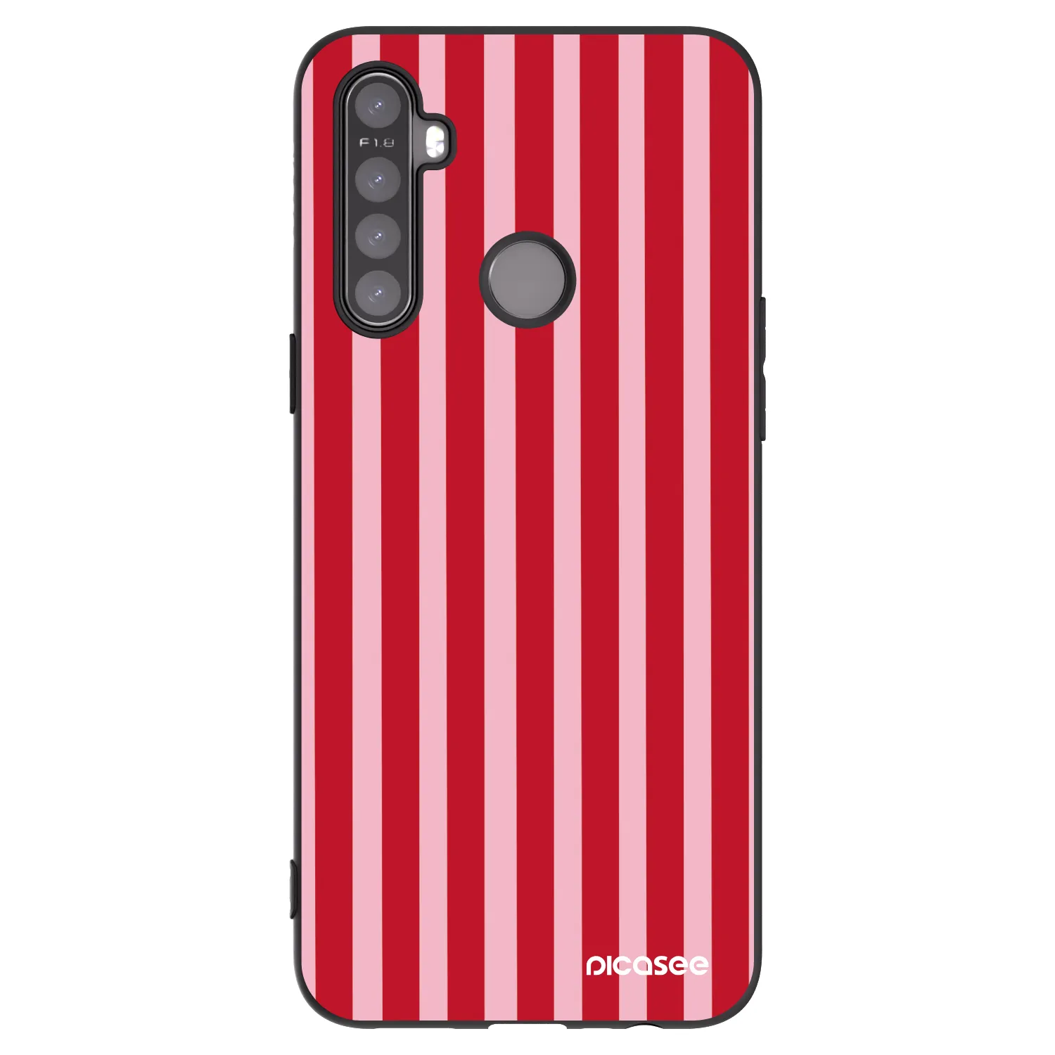 Picasee crna silikonska maskica za Realme 6i - Lines red