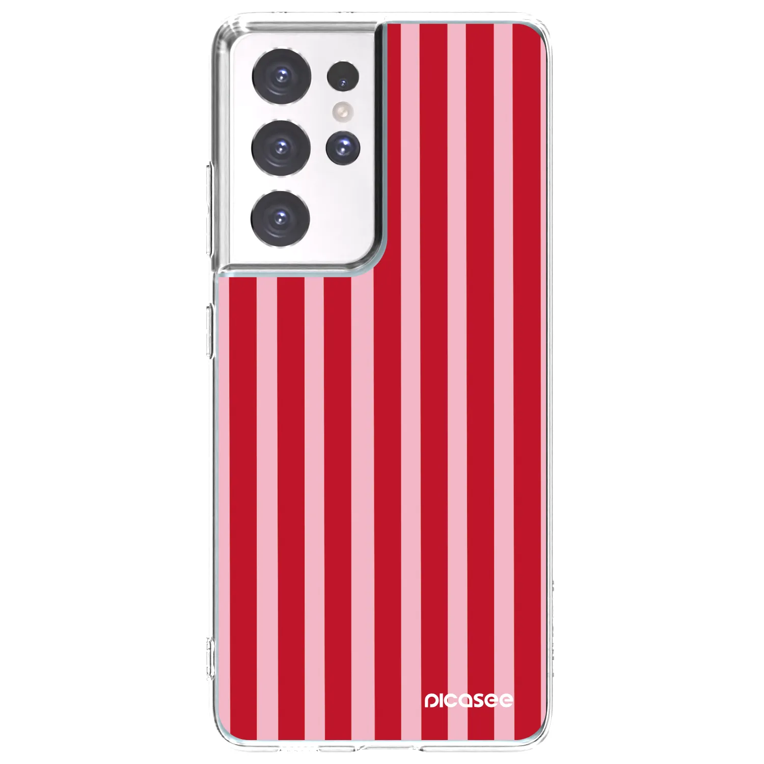 Picasee silikonska prozirna maskica za Samsung Galaxy S21 Ultra 5G G998B - Lines red