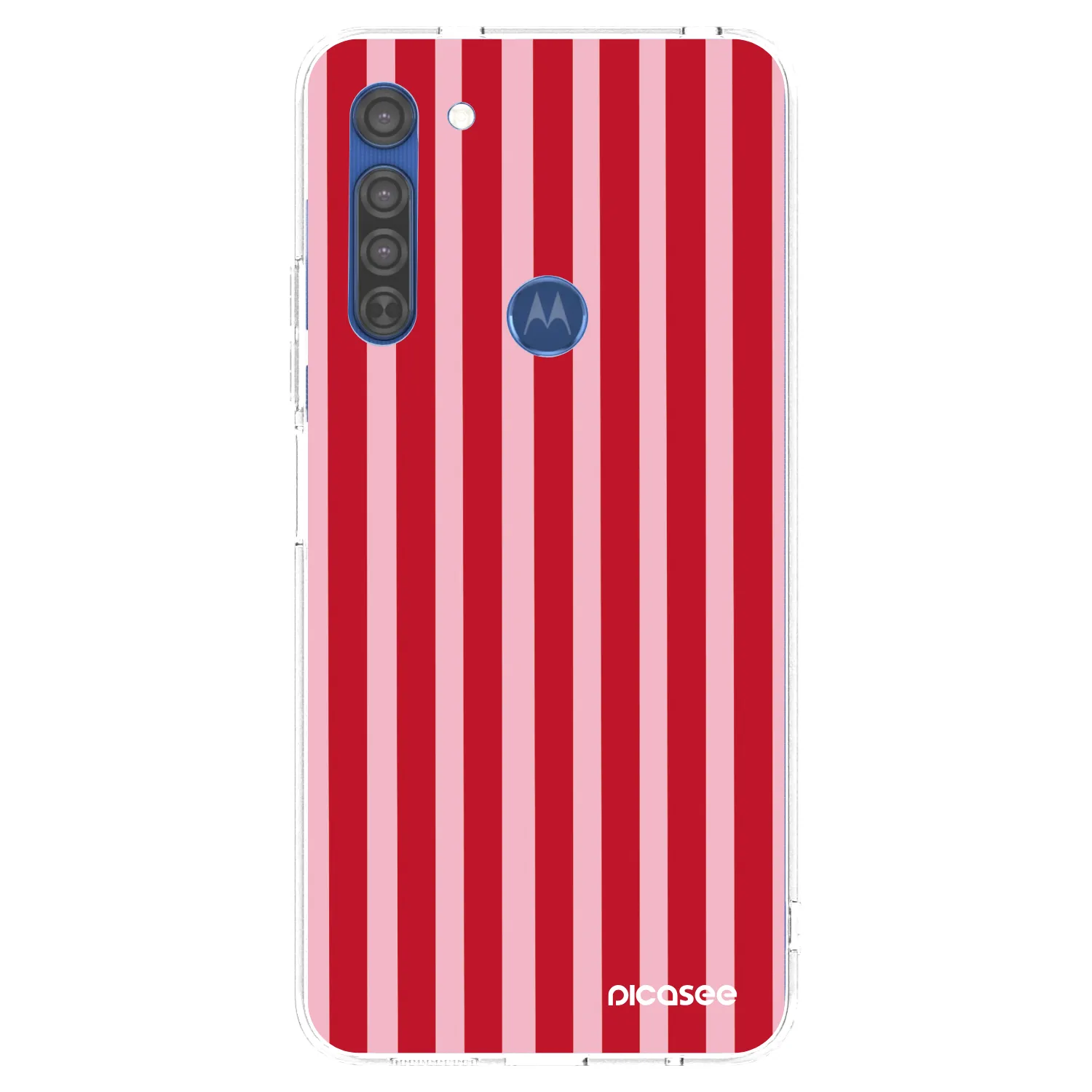 Picasee silikonska prozirna maskica za Motorola Moto G8 - Lines red
