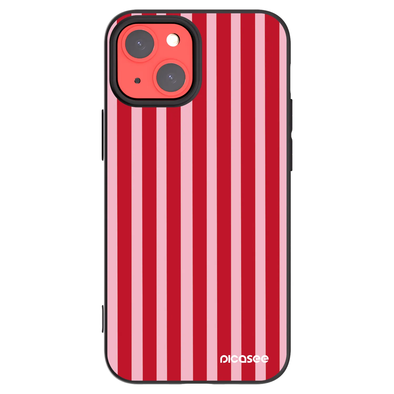 Picasee crna silikonska maskica za Apple iPhone 13 mini - Lines red