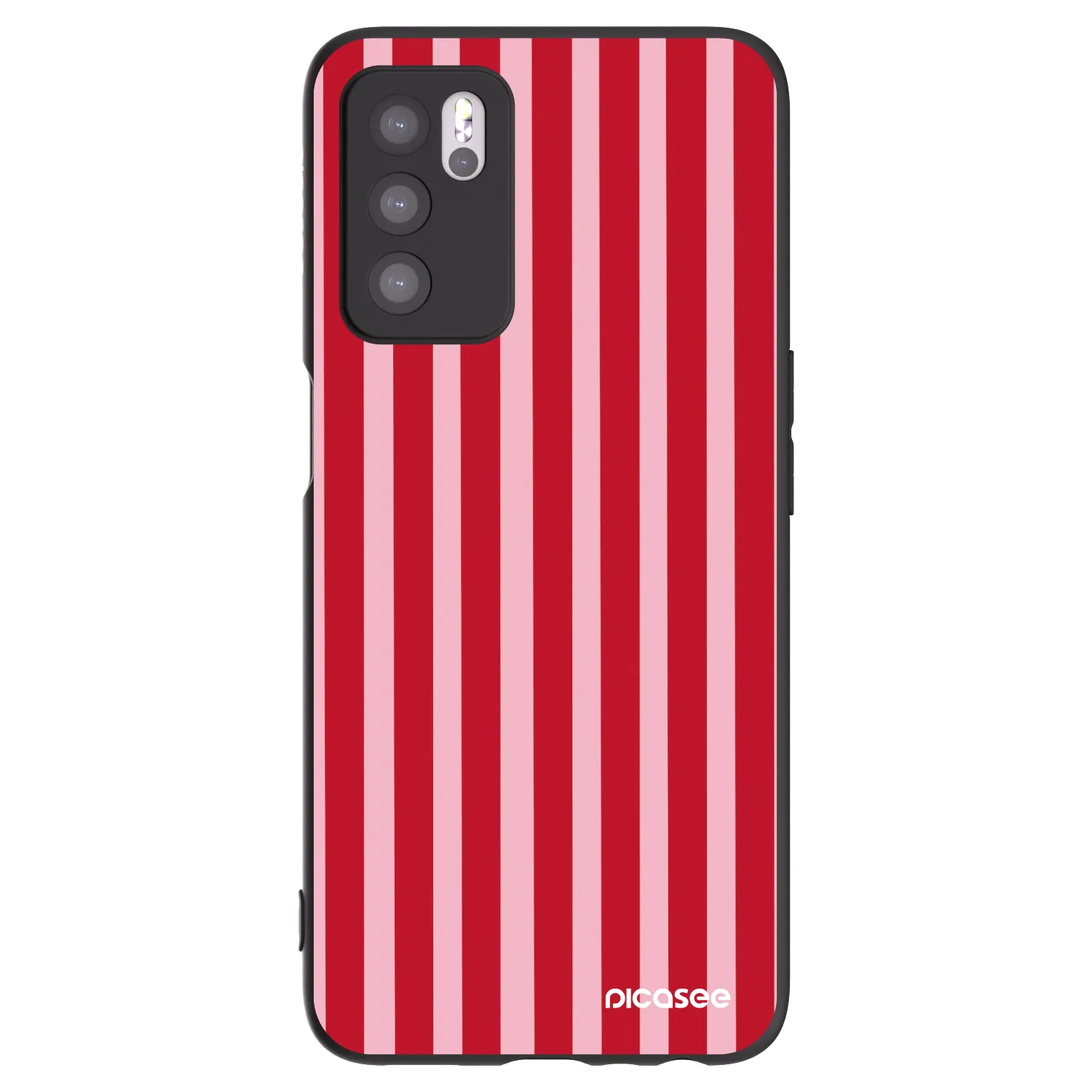 Picasee crna silikonska maskica za OPPO A16s - Lines red