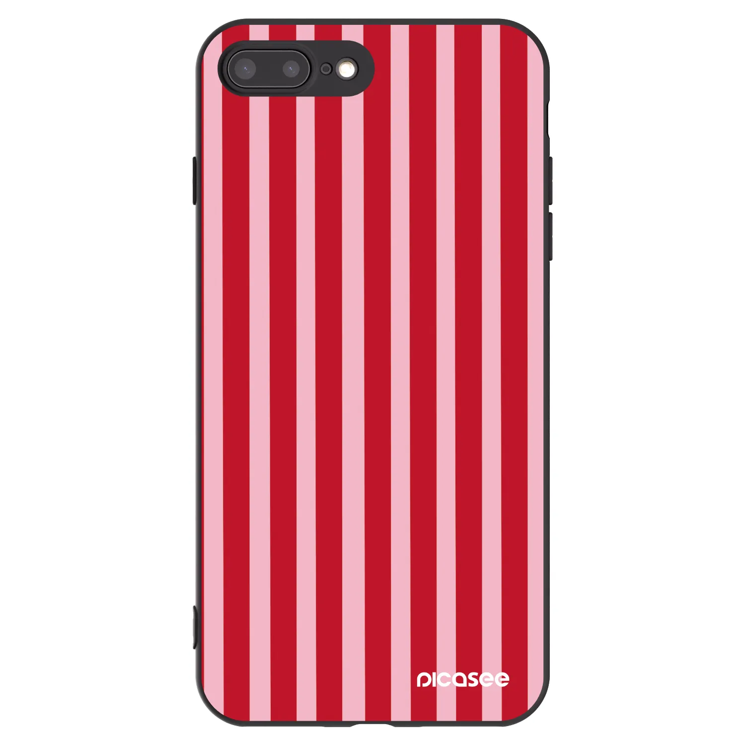 Picasee crna silikonska maskica za Apple iPhone 7 Plus - Lines red