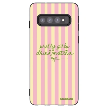 Picasee crna silikonska maskica za Samsung Galaxy S10 G973 - Pretty matcha