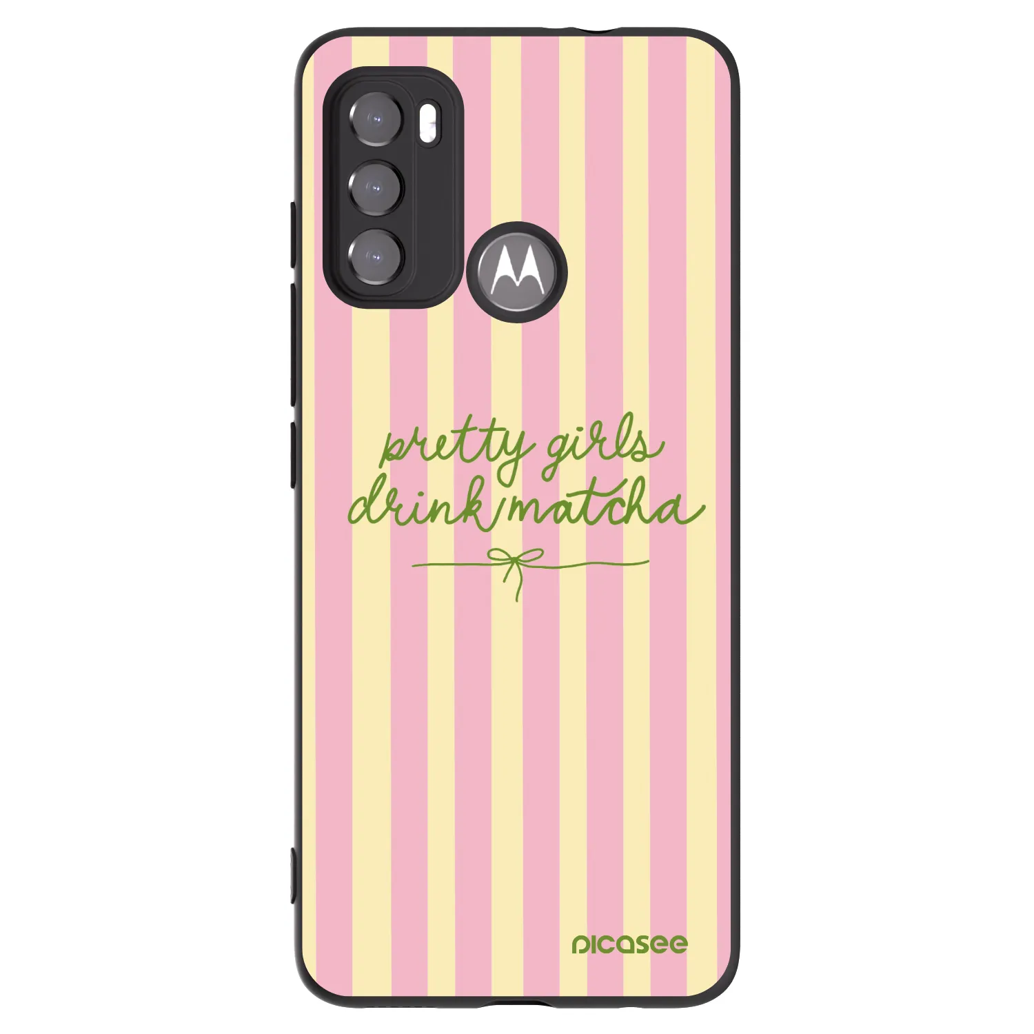 Picasee crna silikonska maskica za Motorola Moto G60 - Pretty matcha