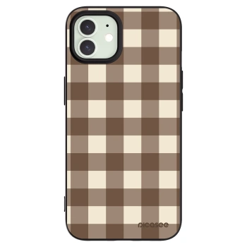 Picasee crna silikonska maskica za Apple iPhone 12 - Brown grid