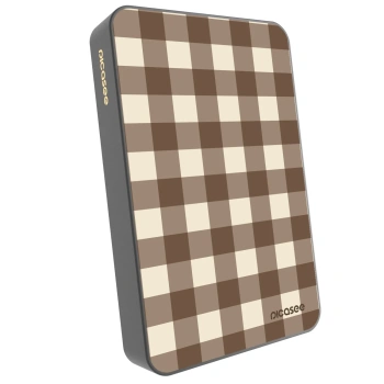 Picasee Prijenosni punjač s MagSafe 10 000 mAh Sivo - Brown grid