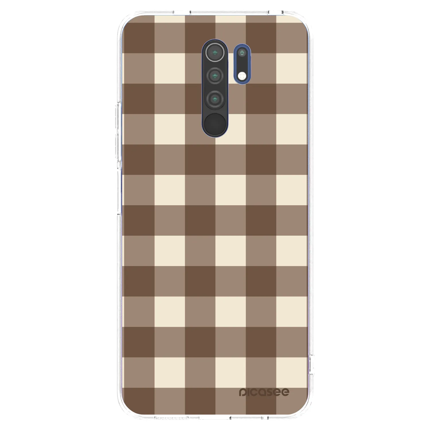 Picasee silikonska prozirna maskica za Xiaomi Redmi 9 - Brown grid