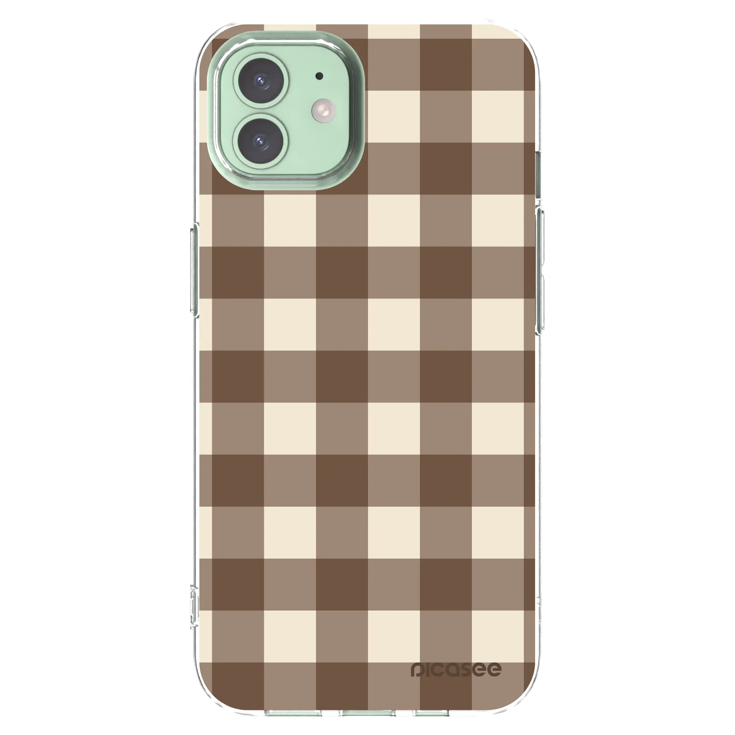Picasee silikonska prozirna maskica za Apple iPhone 12 - Brown grid
