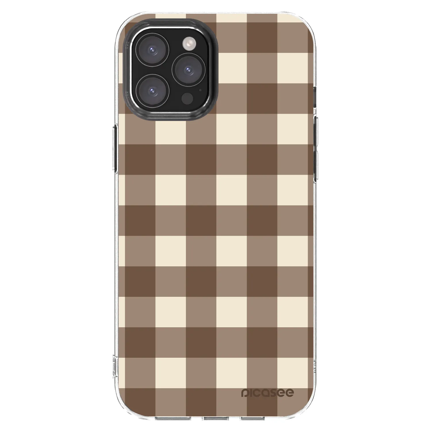 Picasee silikonska prozirna maskica za Apple iPhone 12 Pro Max - Brown grid