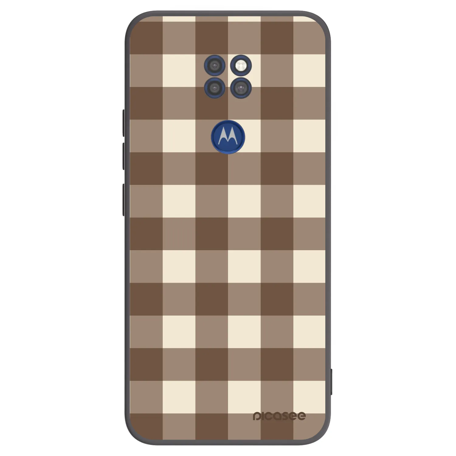 Picasee crna silikonska maskica za Motorola Moto G9 Play - Brown grid