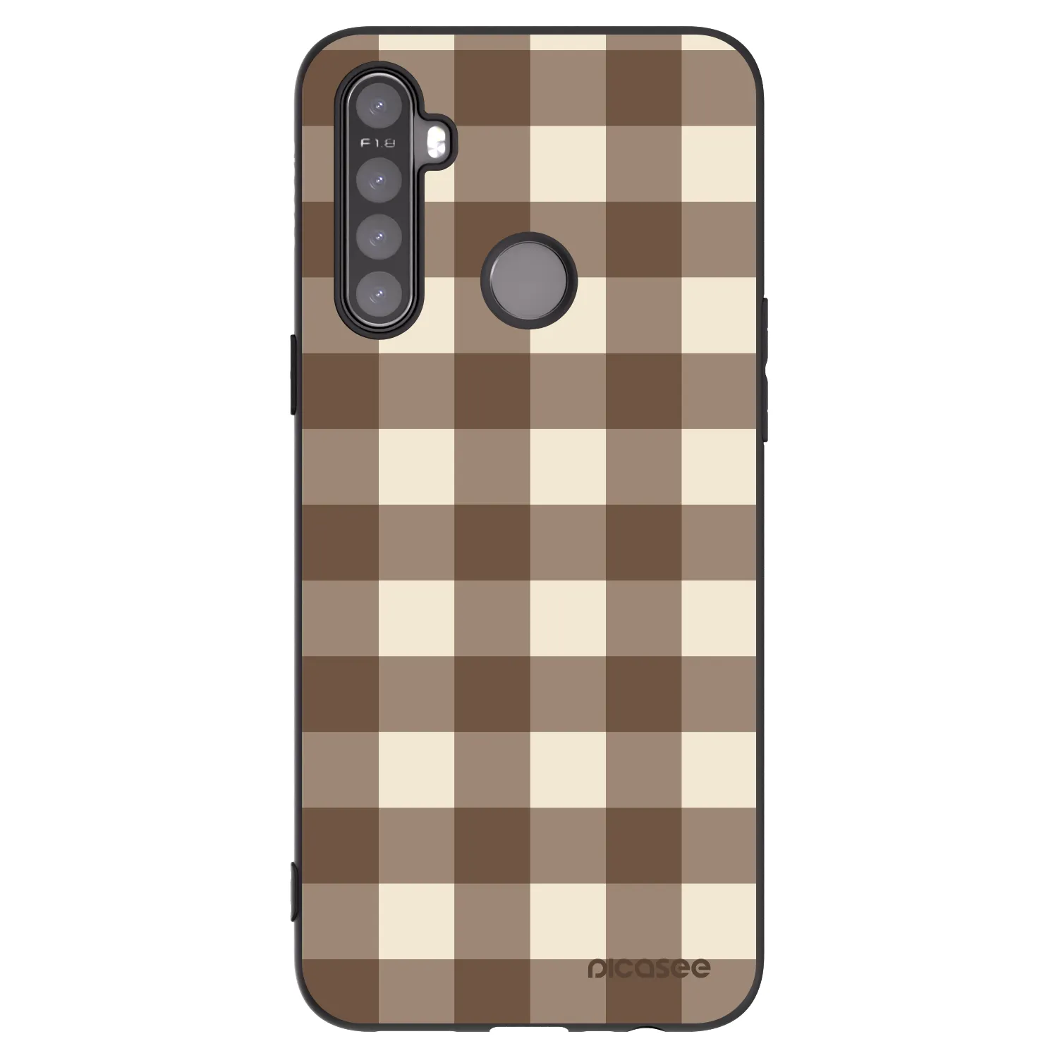 Picasee crna silikonska maskica za Realme 6i - Brown grid