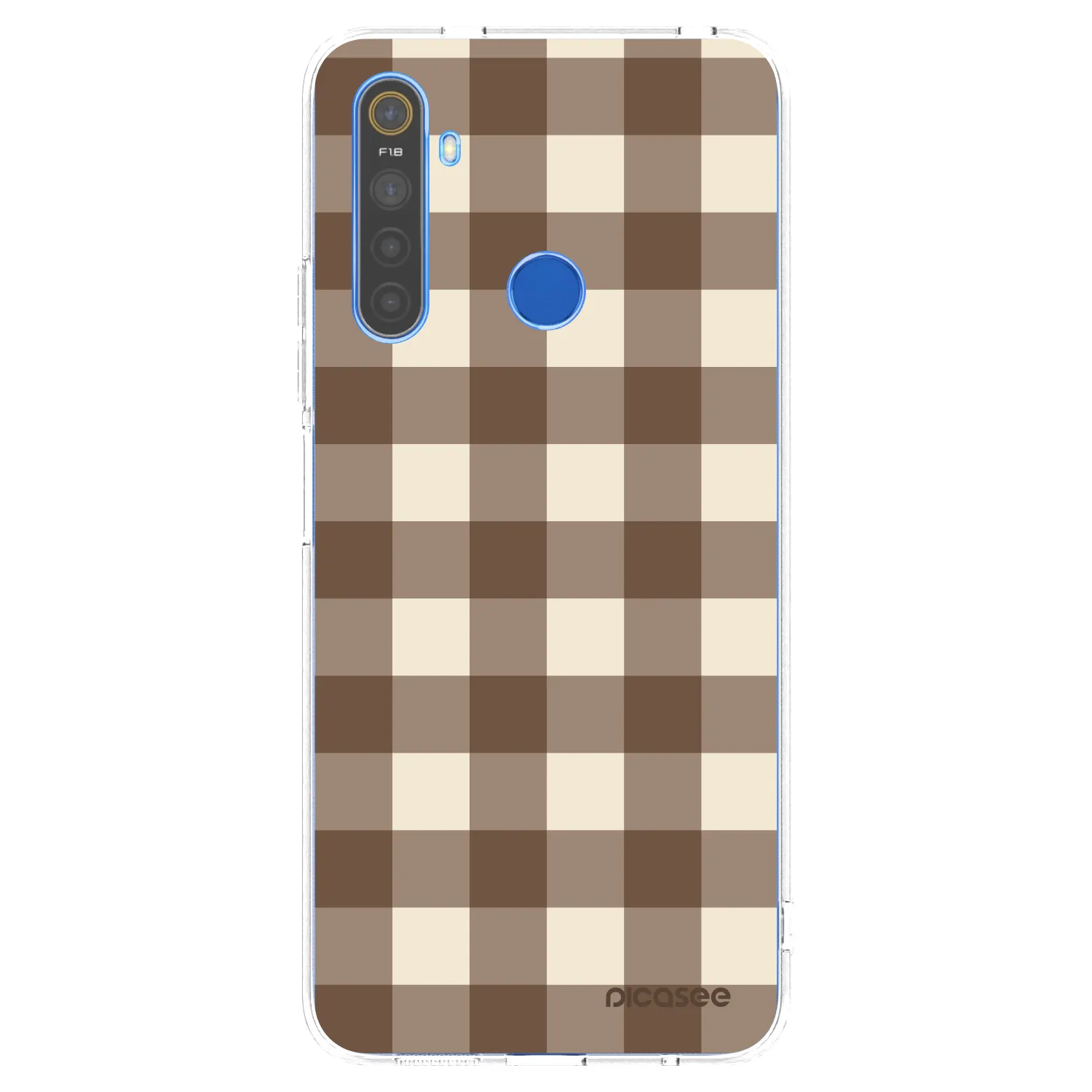 Picasee silikonska prozirna maskica za Realme 5 - Brown grid