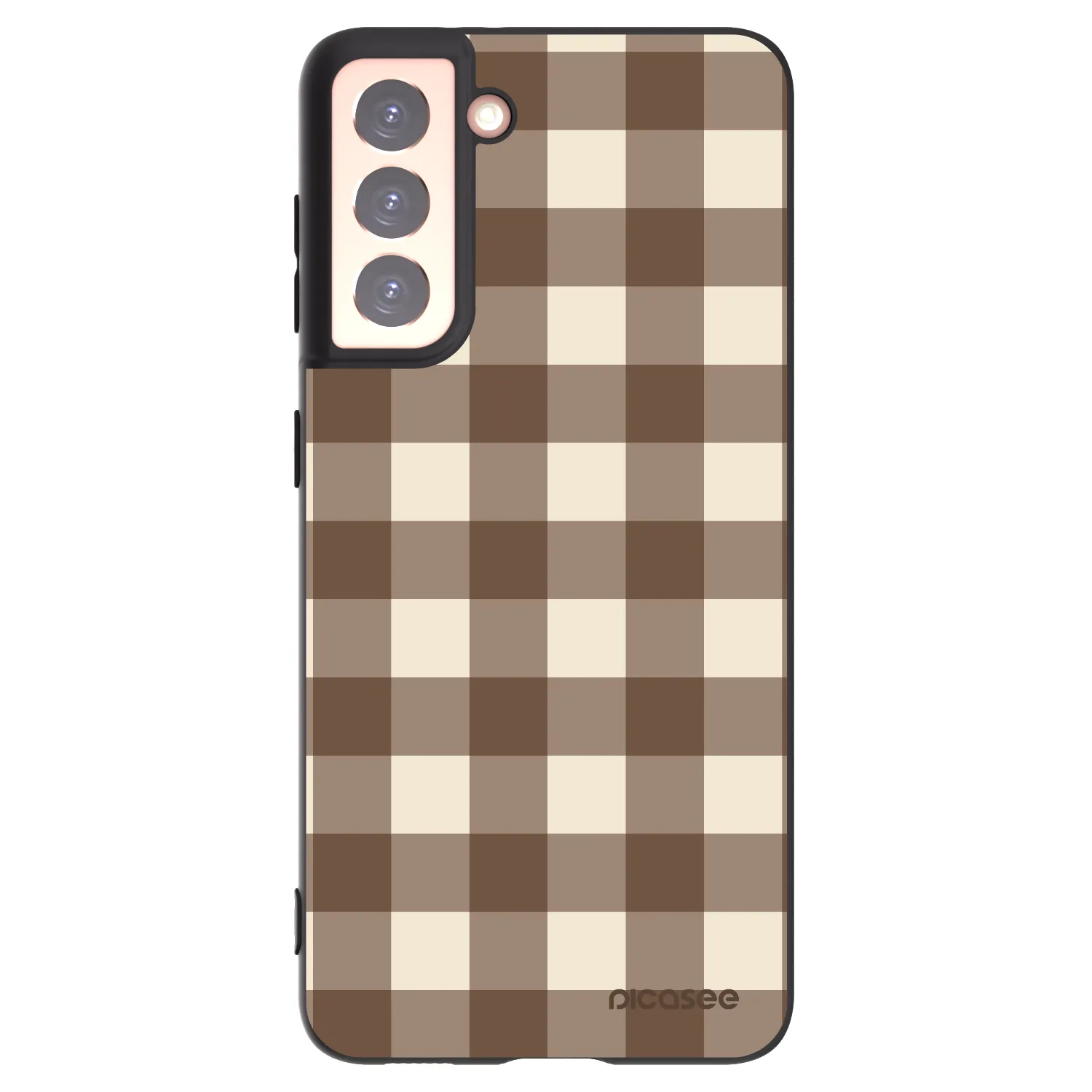 Picasee crna silikonska maskica za Samsung Galaxy S21 5G G991B - Brown grid