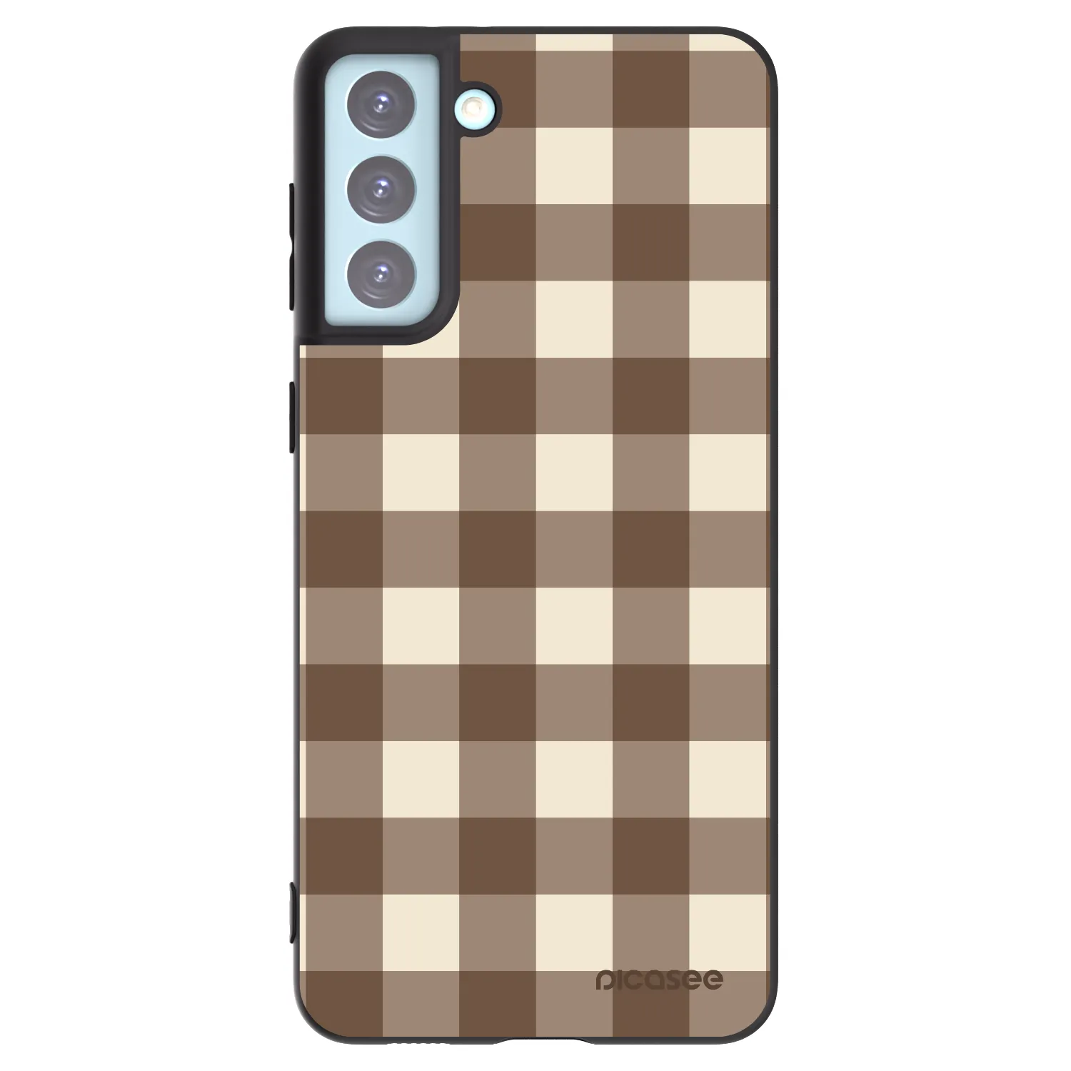 Picasee crna silikonska maskica za Samsung Galaxy S21+ 5G G996F - Brown grid