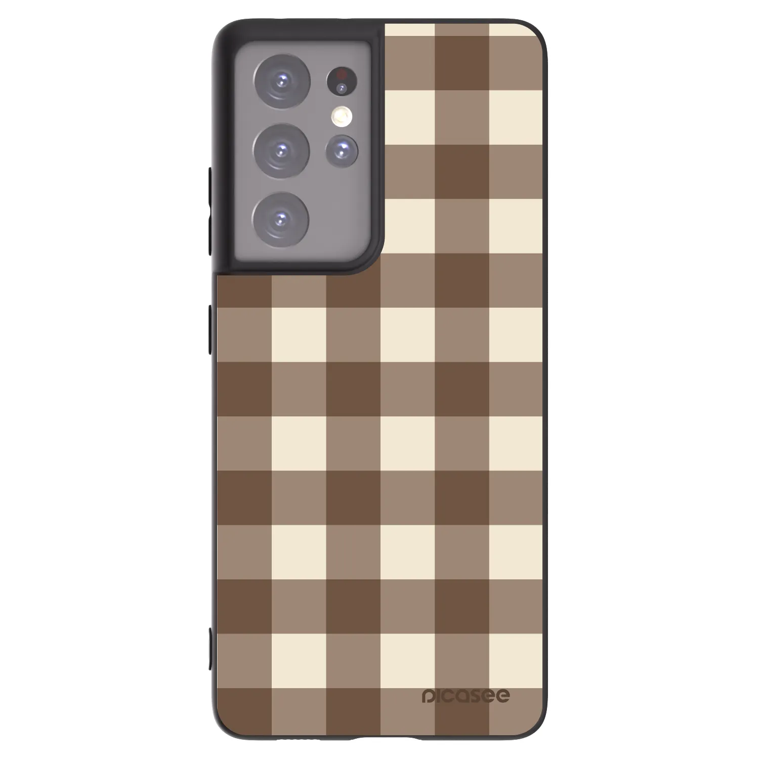 Picasee crna silikonska maskica za Samsung Galaxy S21 Ultra 5G G998B - Brown grid