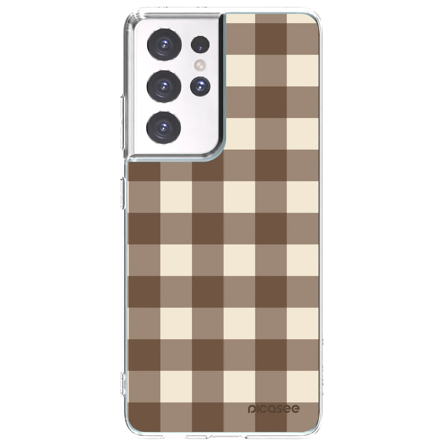 Picasee silikonska prozirna maskica za Samsung Galaxy S21 Ultra 5G G998B - Brown grid
