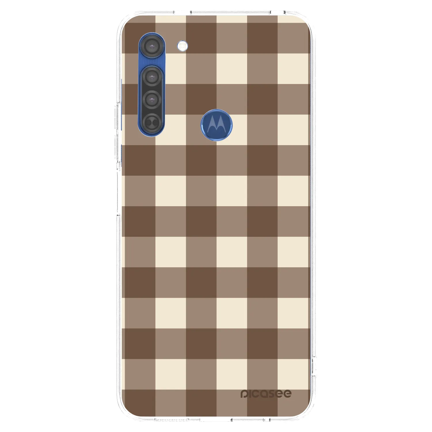 Picasee silikonska prozirna maskica za Motorola Moto G8 - Brown grid