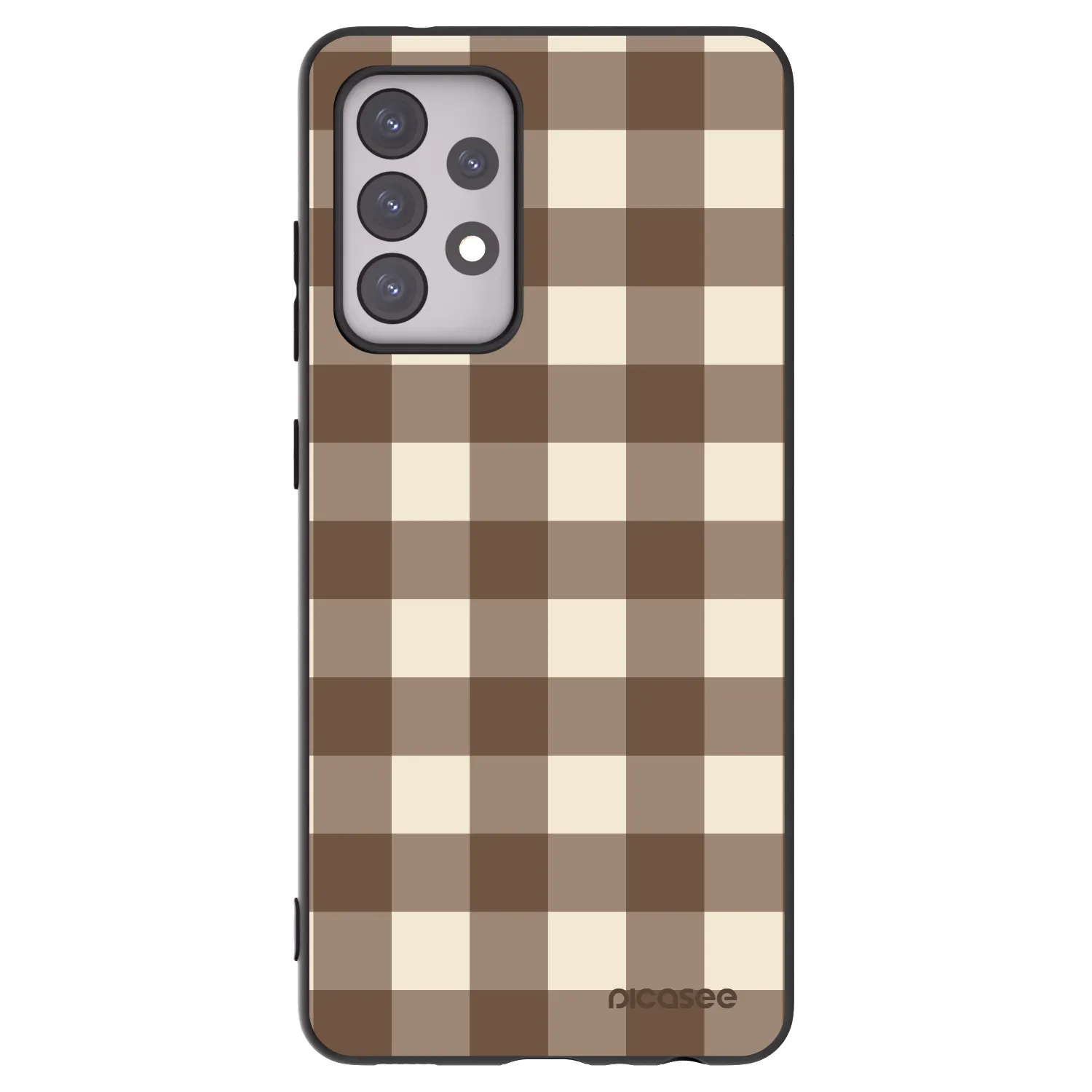 Picasee crna silikonska maskica za Samsung Galaxy A52 5G A525F - Brown grid