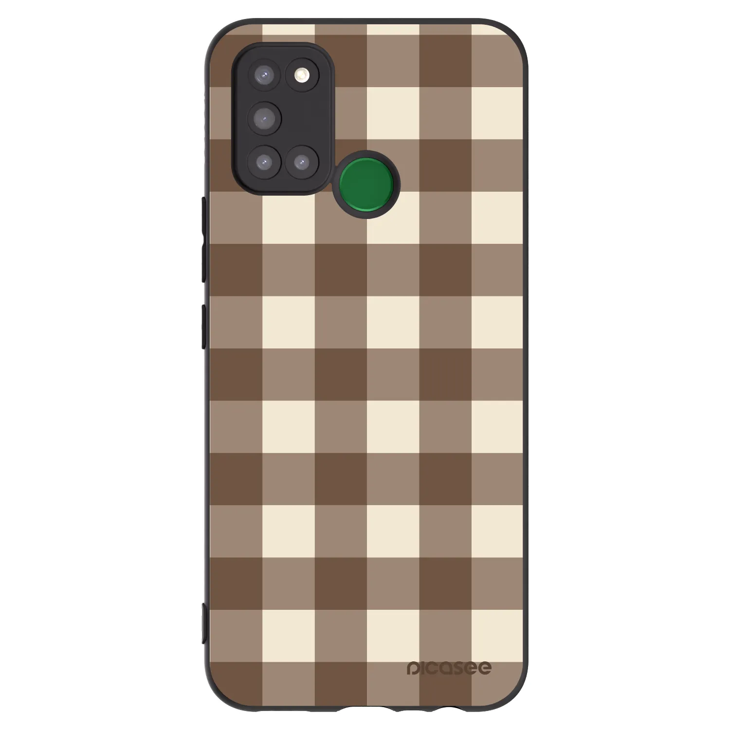 Picasee crna silikonska maskica za Realme 7i - Brown grid