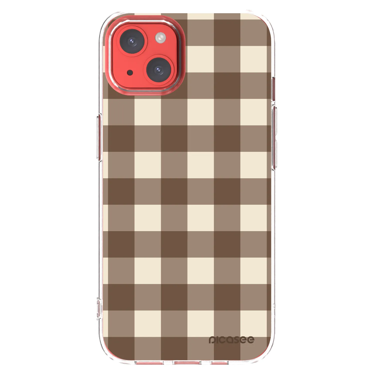 Picasee silikonska prozirna maskica za Apple iPhone 13 - Brown grid