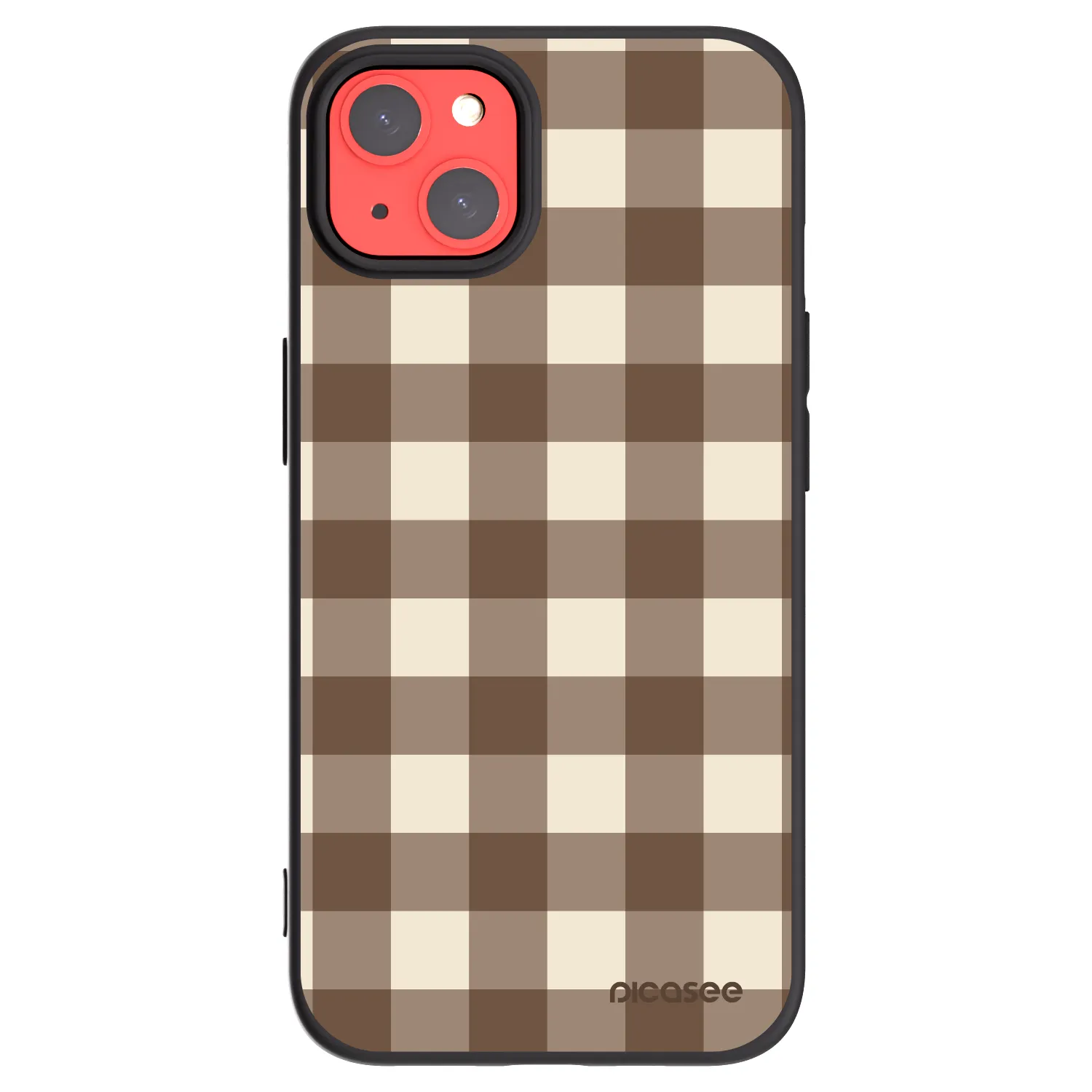 Picasee crna silikonska maskica za Apple iPhone 13 - Brown grid