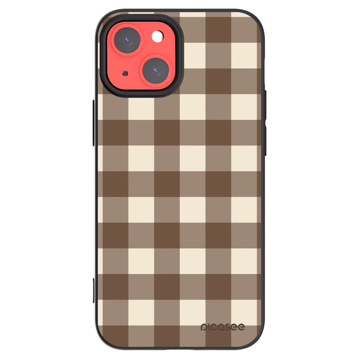 Picasee crna silikonska maskica za Apple iPhone 13 mini - Brown grid